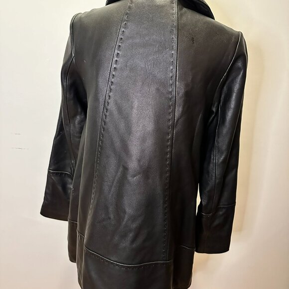 JONES NEW YORK Leather Jacket Zip front Mid thigh - Picture 3 of 5